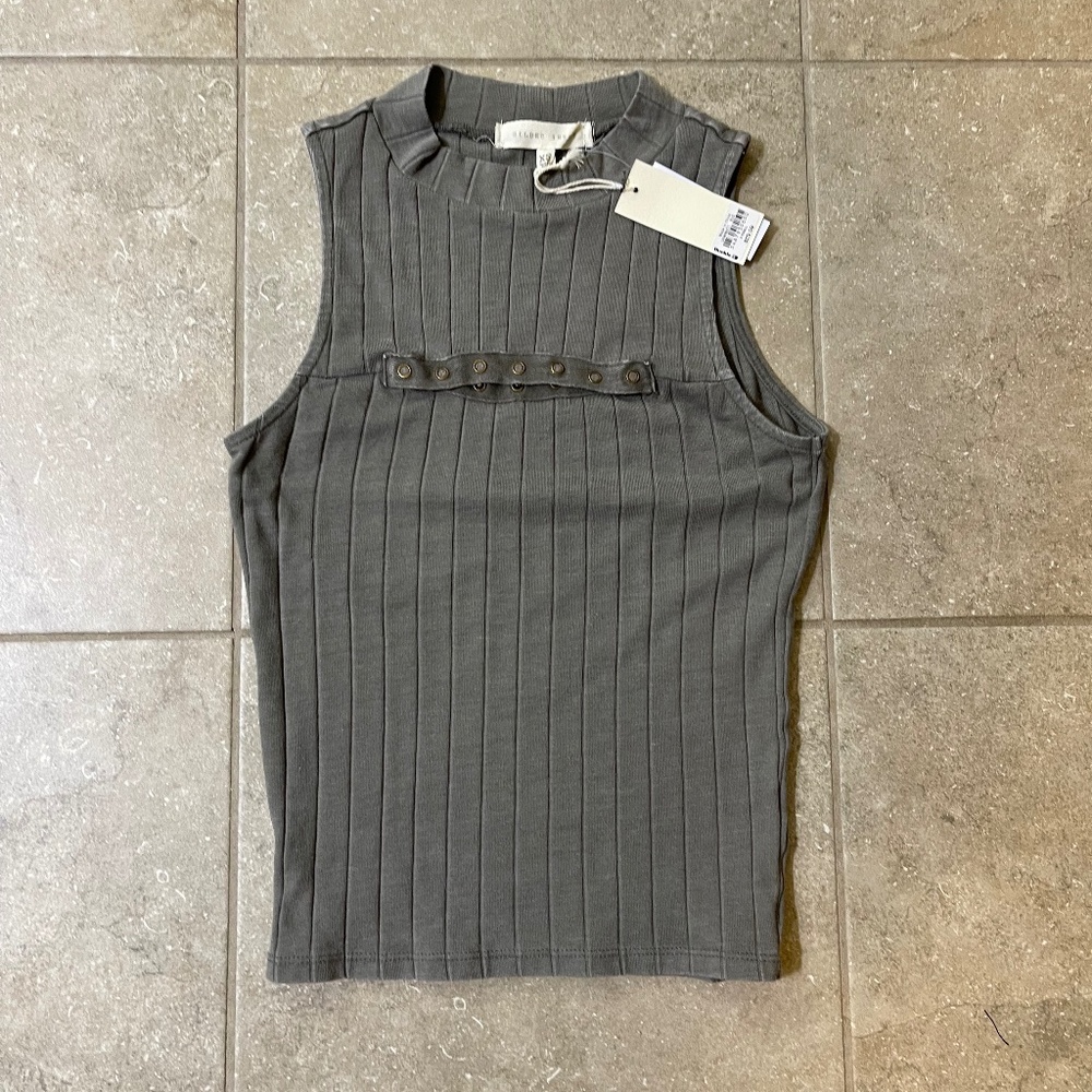 Buckle Army Green Ribbed Top XS  NWT